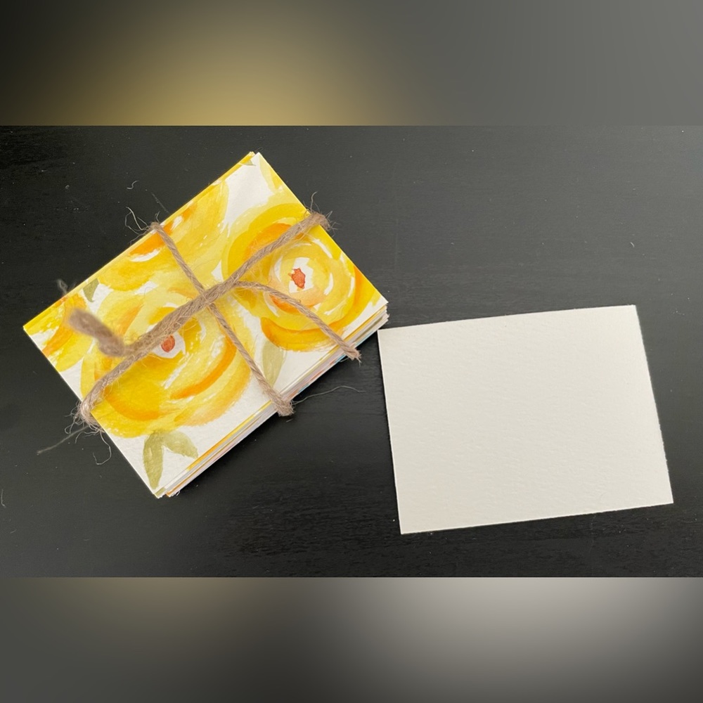 Handcrafted 25 Blank Thank You Cards -Yellow